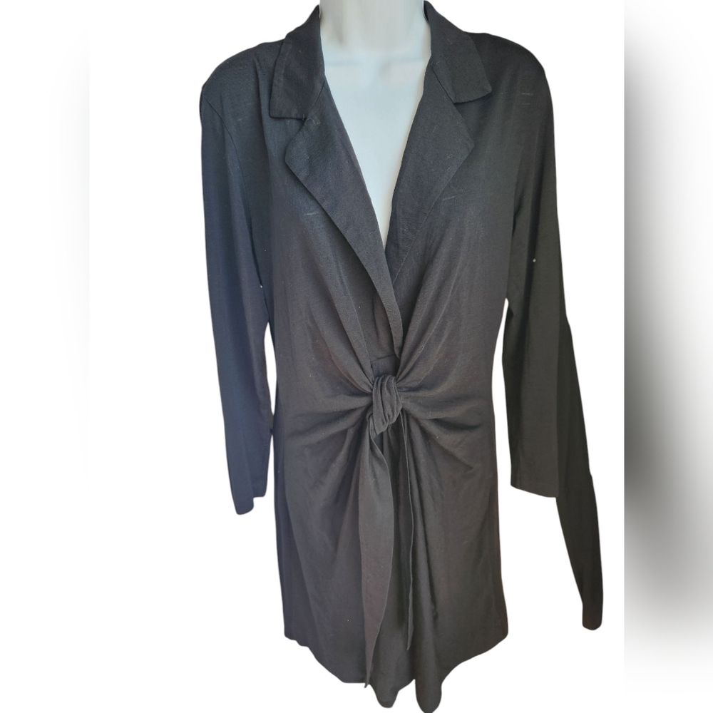 Club Monaco Blacl Refined Knit Wrap Dress Stretch Jersey Size L
